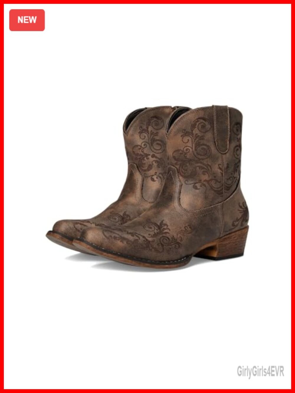 Womens Faux Leather Embroidery Snip Toe Low Heel Ankle Boots Casual Pull On